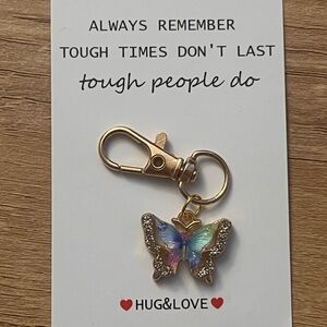 Butterfly Keychain with Inspirational Quote